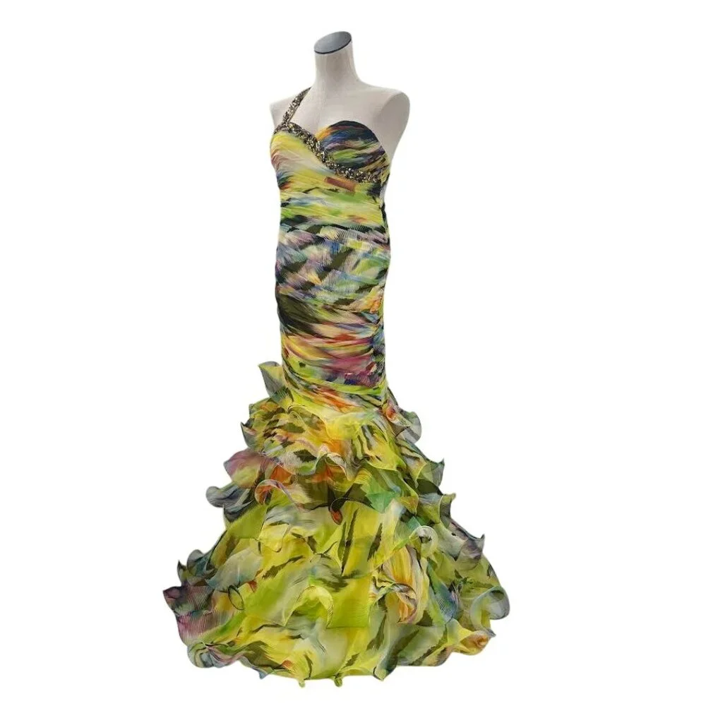 Alyce Designs Multicolor Yellow Jeweled Trumpet Dress - Picture 5 of 9